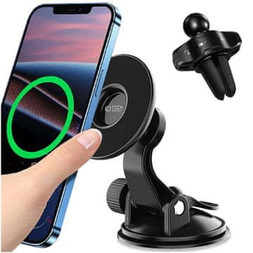 shumee Magnetni avtomobilski nosilec N50 za MagSafe za avtomobile, vetrobranska stekla, armaturne plošče, maske, črn