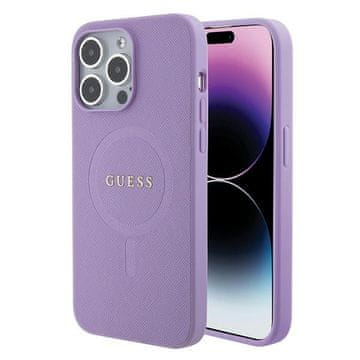 Guess Ovitek za iPhone 15 Pro Max Saffiano MagSafe vijoličen