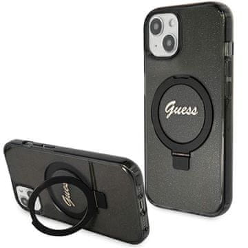 Guess Guess MagSafe ovitek za iPhone 15 Plus / 14 Plus - črn, s stojalom