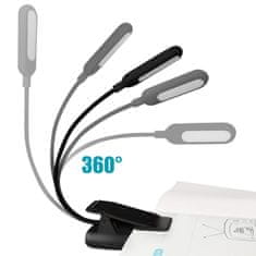 shumee Alogy LED nočna lučka za branje, nastavljiva, fleksibilna, brezžična, mikro USB, črna