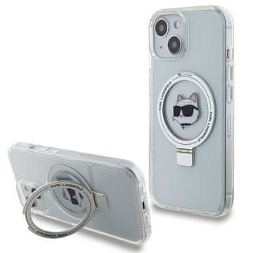 Karl Lagerfeld Ovitek Karl Lagerfeld za iPhone 15 Plus z obročem in stojalom MagSafe, bele barve