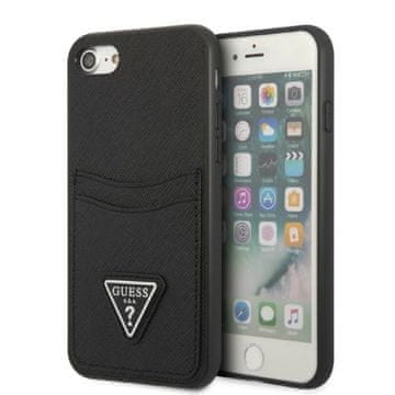 Guess Ovitek Guess Saffiano Triangle Logo Card Reža za iPhone 7 črne barve
