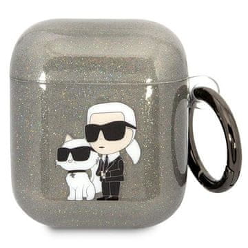 shumee Karl Lagerfeld bleščeč etui za AirPods 1 v črni barvi Karl&Choupette