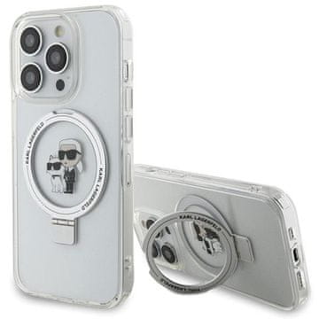 Karl Lagerfeld Ovitek Karl Lagerfeld z obročem in stojalom MagSafe za iPhone 13 Pro Max, bel