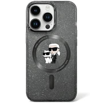Karl Lagerfeld Ovitek Karl Lagerfeld Karl&Choupette z bleščicami MagSafe črne barve za iPhone 11