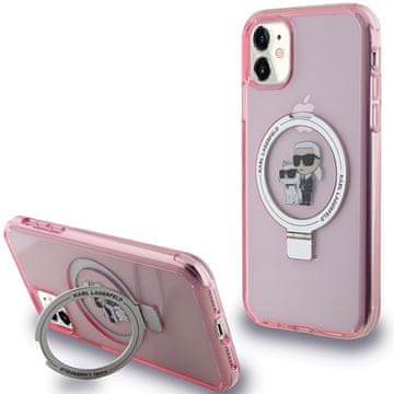 Karl Lagerfeld Ovitek Karl Lagerfeld MagSafe za iPhone 11 z obročem in stojalom, roza