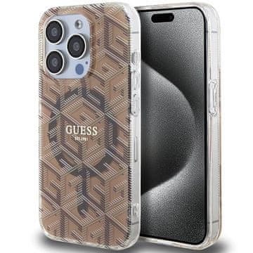Guess Ovitek za iPhone 15 Pro Guess MagSafe rjav