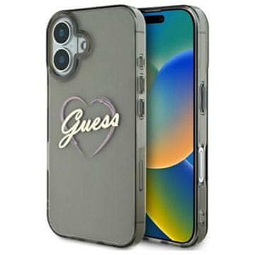 Guess Prozoren ovitek Guess za iPhone 16 s srčkom
