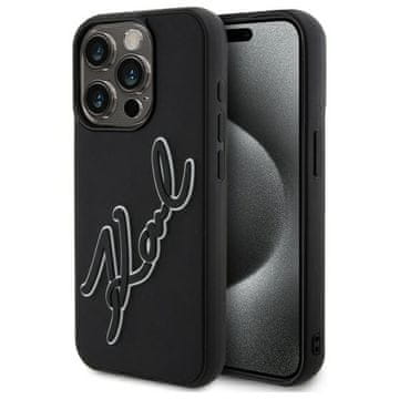Karl Lagerfeld Ovitek Karl Lagerfeld 3D Rubber Signature za iPhone 15 Pro, črn