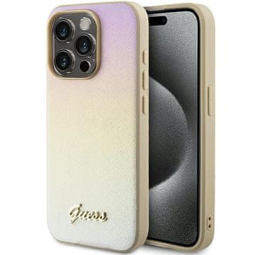 Guess Ovitek Guess Saffiano Iridescent Script za iPhone 14 Pro Max - zlata