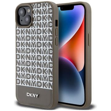 DKNY Usnjeni ovitek DKNY MagSafe za iPhone 15 rjave barve