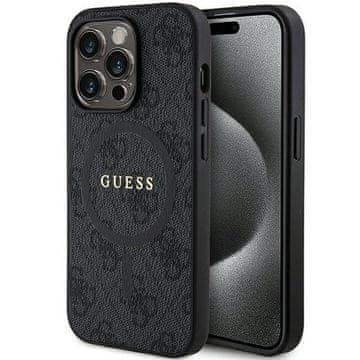 shumee Guess GUHMP14XG4GFRK iPhone 14 Pro Max 6.7" črno/črno trdo ohišje 4G Collection usnje kovinski logotip MagSafe