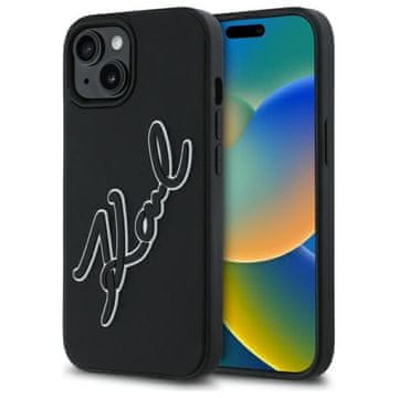 Karl Lagerfeld Ovitek Karl Lagerfeld 3D Rubber Signature črne barve za iPhone 15