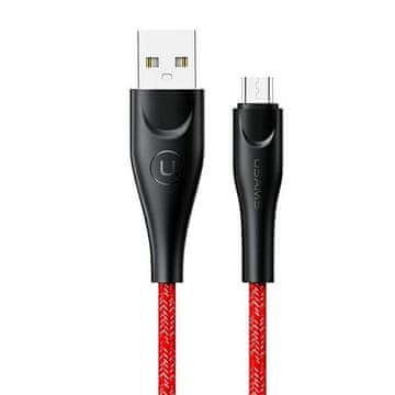 USAMS pleteni kabel U41 microUSB 3m2A rdeč/rdeč SJ399USB02 (US-SJ399) hitro polnjenje