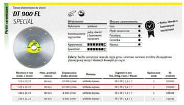 KLINGSPOR Disk s polnim premerom 125 mm x 1,4 mm x 22,2 mm DT900FL GRES, poseben, suh, moker