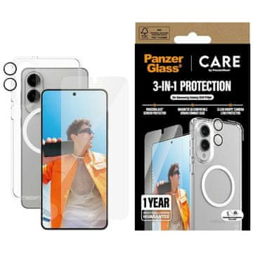 shumee Komplet 3 v 1 ovitka CARE by PanzerGlass Flagship + zaščita stekla + leče za Samsung Galaxy S25 Edge