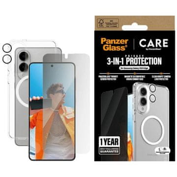 shumee Ovitek CARE by PanzerGlass Flagship 3-v-1 + zatemnitveno steklo + leča za Samsung Galaxy S25 Edge