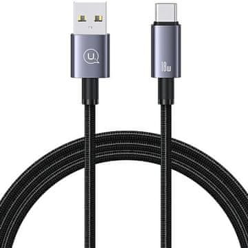 USAMS USB na USB-C kabel 3A 1,2 m za hitro polnjenje, jeklo/temno siv SJ663USB01 (US-SJ663)