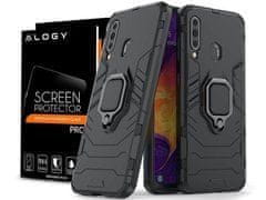 shumee Ovitek Alogy Stand Ring Armor za Samsung Galaxy A60M40 črn, Alogy Glass