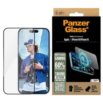 PanzerGlass Zaščitno steklo PanzerGlass za igralne zaslone za iPhone 16/15 6,1"" Ultra Wide Fit 2857
