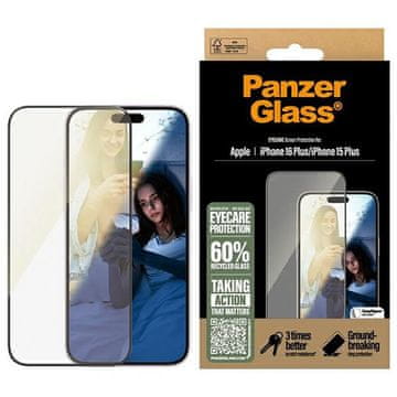 shumee Zaščitno steklo PanzerGlass EyeCare za iPhone 16 Plus / 15 Plus 6,7" Ultra Wide Fit 2867