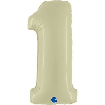 shumee Folija balon številka 1, satenasto olivne barve, 102 cm, Grabo
