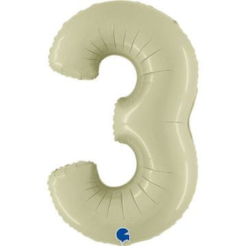 shumee Folija balon številka 3, satenasto olivne barve, 102 cm, Grabo