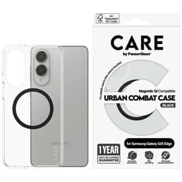 shumee Ovitek CARE by PanzerGlass Flagship Urban Combat Black QI za Samsung Galaxy S25 Edge, prozoren