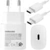 Originalni Samsung USB-C stenski polnilnik 25W Type-C kabel 180 cm Premium Super Fast Charge komplet bele barve