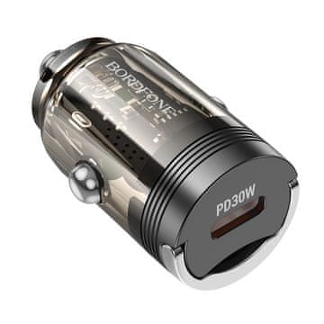 shumee Borofone BZ29 Ray USB-C PD avto polnilec 30W 3A prozorno črn