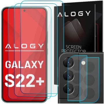 shumee 3x kaljeno steklo 9H za zaslon 2x steklo za objektiv kamere Paket stekel Alogy za Galaxy S22 Plus