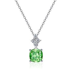 AVESTLINE Srebrna verižica Zeleni sijaj, z zelenim 5A cirkonom