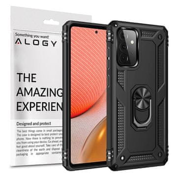 shumee Ovitek Alogy Stand Armor Ring za Samsung Galaxy A72 črne barve