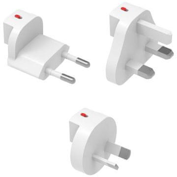 shumee 4smarts Worldplug potovalni adapter za GaN Flex, hibridni polnilnik 6v1, FlatPlug Slim (VB, EU, AVS) 3 kosi bel