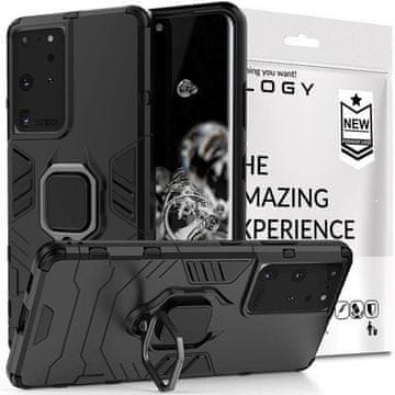 shumee Ovitek Alogy Stand Ring Armor za Samsung Galaxy S21 Ultra črne barve