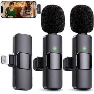 shumee 2x Alogy Lightning brezžični lavalier mikrofon za Apple iPhone iPad, komplet dveh majhnih mikrofonov