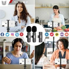 shumee 2x Alogy Lightning brezžični lavalier mikrofon za Apple iPhone iPad, komplet dveh majhnih mikrofonov