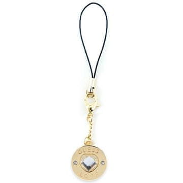 Guess Stekleni obesek za telefon Guess Heart Diamond Charm