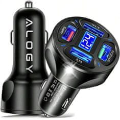 shumee Alogy avto polnilec 4x USB QC 30 66W hiter zmogljiv za telefone v avtomobilih črn