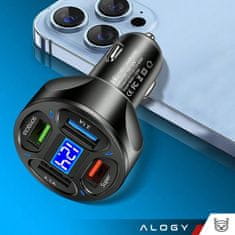 shumee Alogy avto polnilec 4x USB QC 30 66W hiter zmogljiv za telefone v avtomobilih črn
