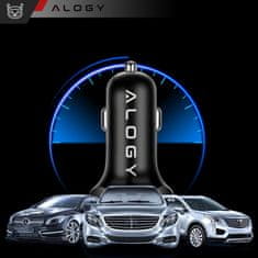 shumee Alogy avto polnilec 4x USB QC 30 66W hiter zmogljiv za telefone v avtomobilih črn