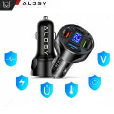 shumee Alogy avto polnilec 4x USB QC 30 66W hiter zmogljiv za telefone v avtomobilih črn