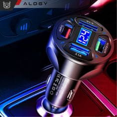 shumee Alogy avto polnilec 4x USB QC 30 66W hiter zmogljiv za telefone v avtomobilih črn