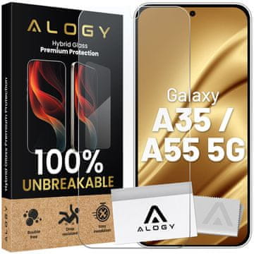 shumee Hibridno steklo za Samsung Galaxy A35 A55 5G za zaslon Alogy Flexi Glass 9H ovitek, prijazen do ravnih površin