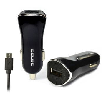 shumee Beline Avto polnilec 1xUSB + microUSB 1A črne barve