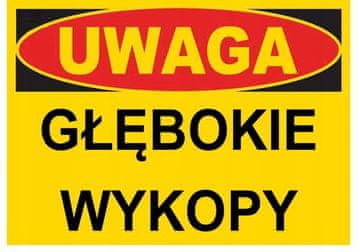 shumee Gradbena tabla BTO-9 ZNAK OPOZORILO globoki izkopi