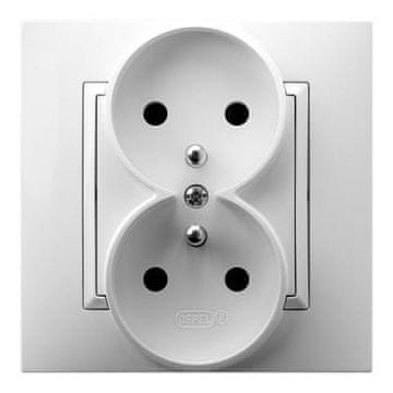 shumee Aria bela dvojna vtičnica z ozemljitvijo 2x2P+Z z okvirjem