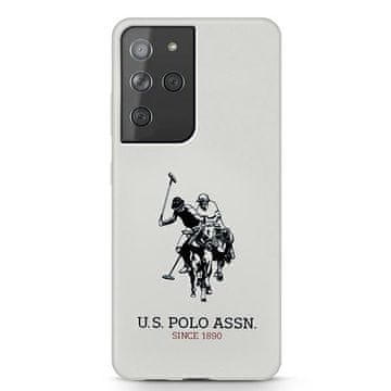 U.S. Polo Assn. Silikonski ovitek z logotipom US Polo za Samsung Galaxy S21 Ultra, bela barva