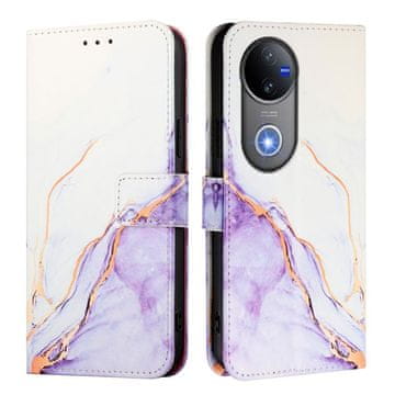shumee Marmorna torbica denarnica za Vivo V50 5G bela in vijolična