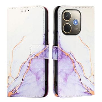 shumee Marmorna torbica denarnica za Oppo A5 Pro 5G bela in vijolična